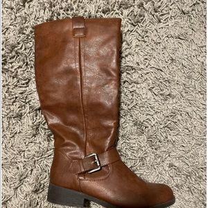 Brown knee high boots
